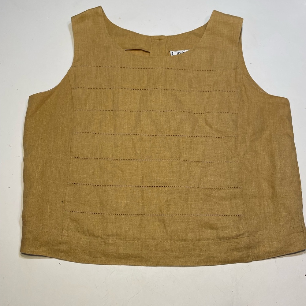City  Spirit Collection 100% Linen Women's Tan Sleeveless Top